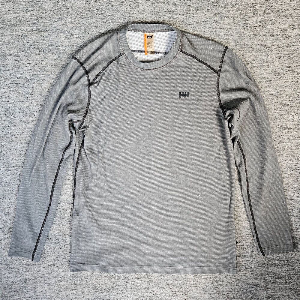 HELLY HANSEN Mens Large Lifa Active Crew Merino Wool Base Layer Long Sleeve Gray